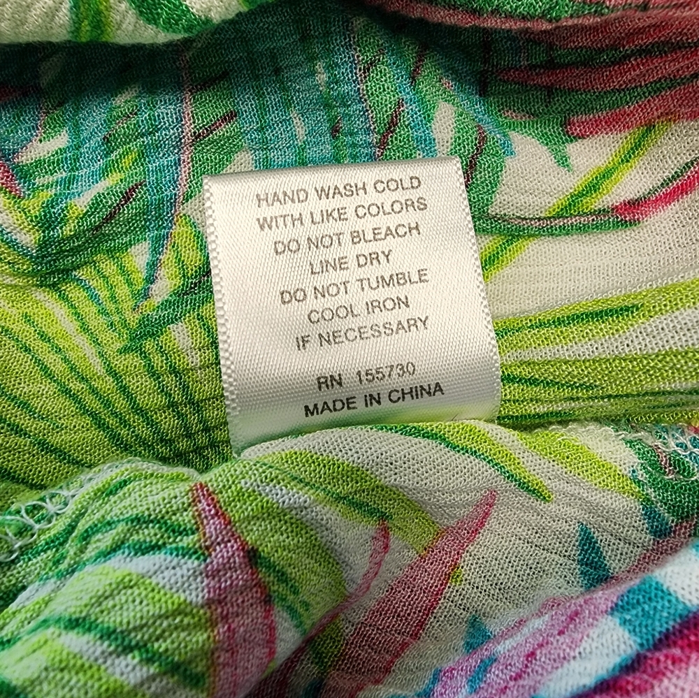 Rose +Olive Tropical Leaf Print Wide-Leg Pants XL - Picture 16 of 16